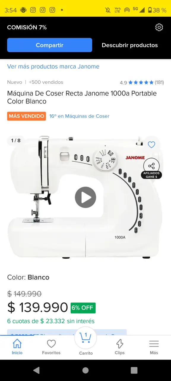 Máquina de coser Janome 1000A - 2