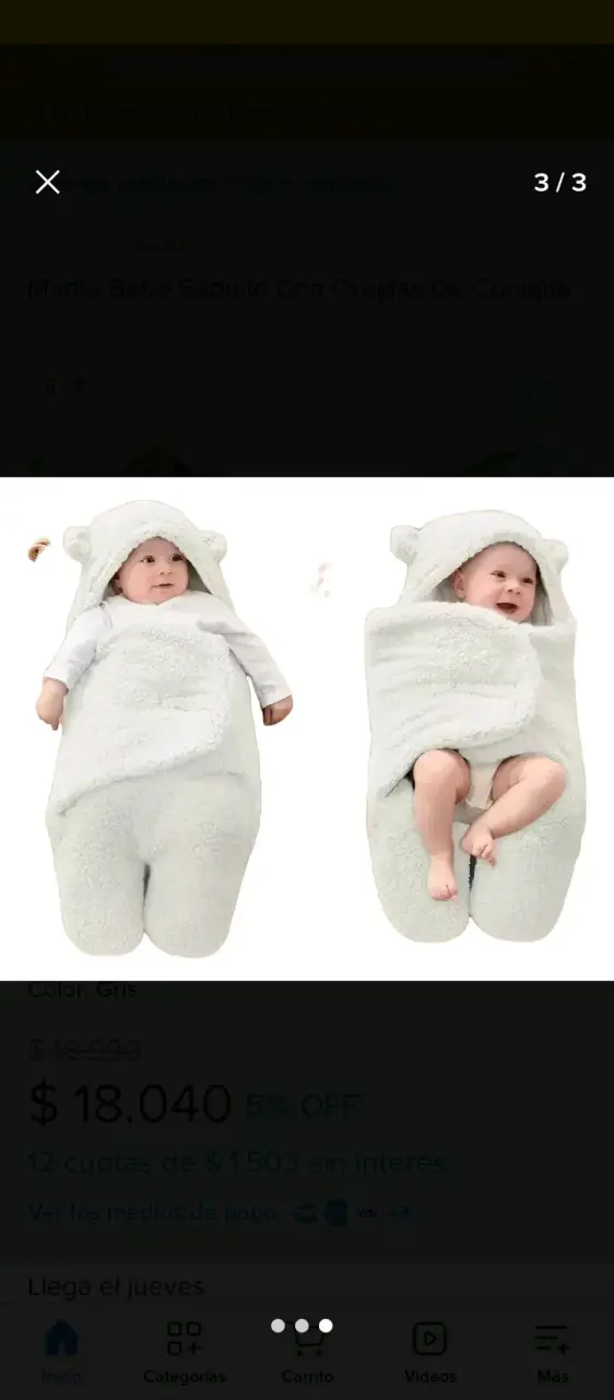 Manta bebé con orejitas blanco