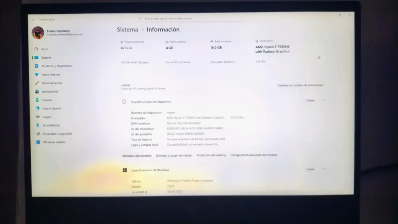 Notebook gaming HP Victus ryzen 5, rtx 2050 - 2