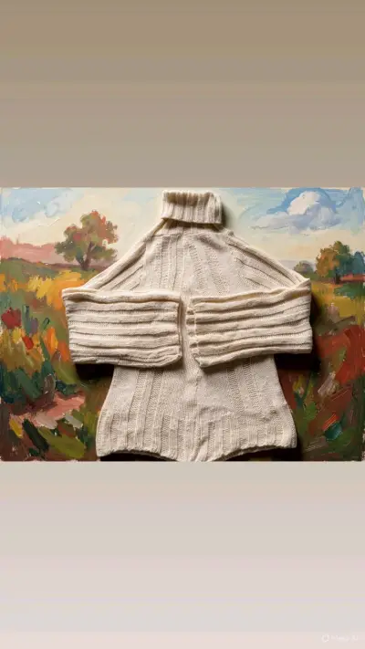 Suéter de lana beige cuello alto - miniatura 1