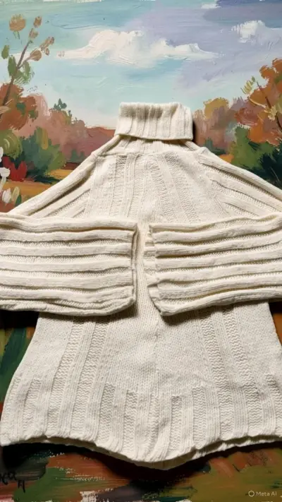 Suéter de lana beige cuello alto - miniatura 2