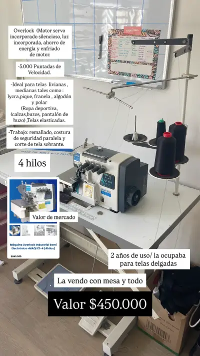 Máquina overlock industrial 4 hilos - miniatura 1