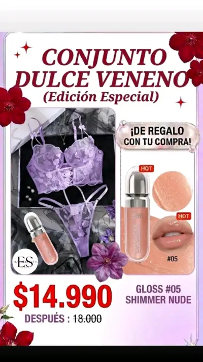 Set lencería rojo pasión y mas - miniatura 2