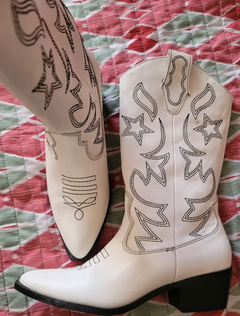 Botas vaqueras blancas estilo bordado - 3