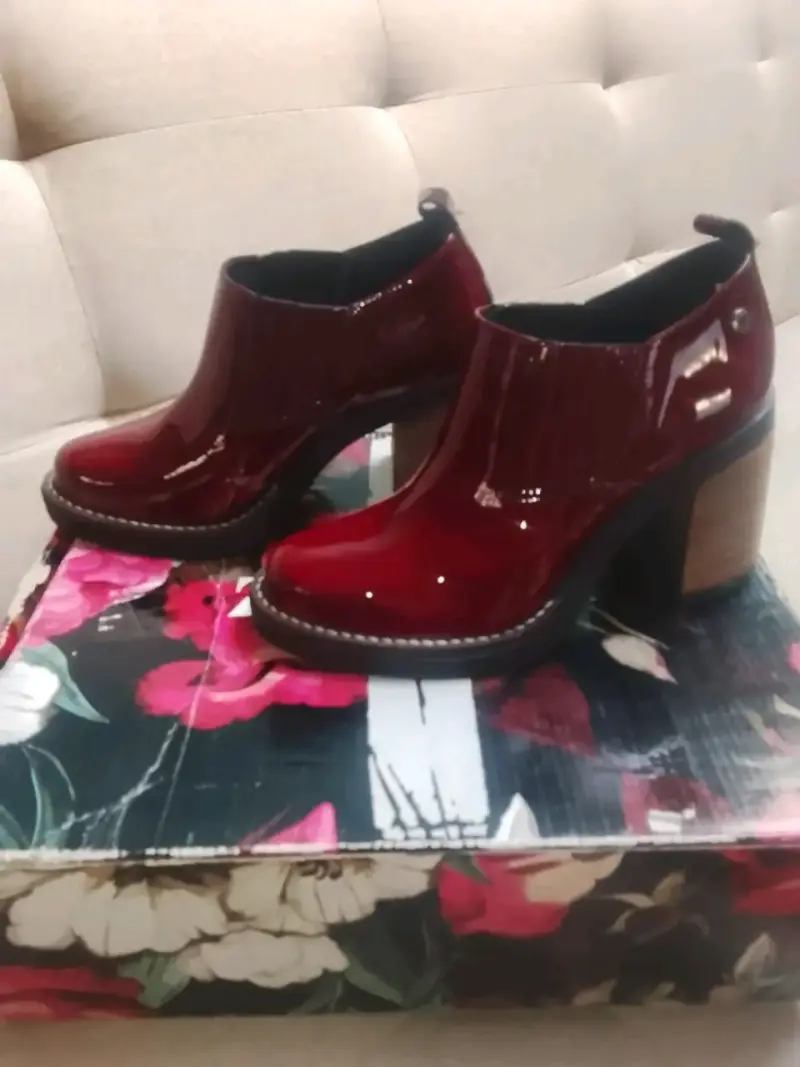 Botines charol bordó mujer - 2