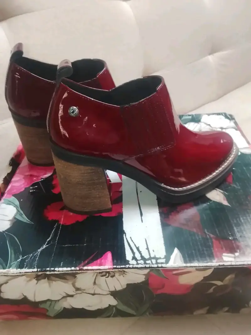 Botines charol bordó mujer - 5