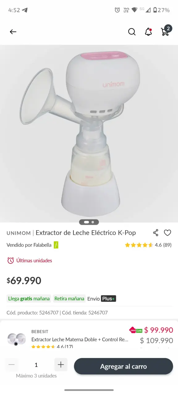 Sacaleches eléctrico Unimom K-Pop - 2