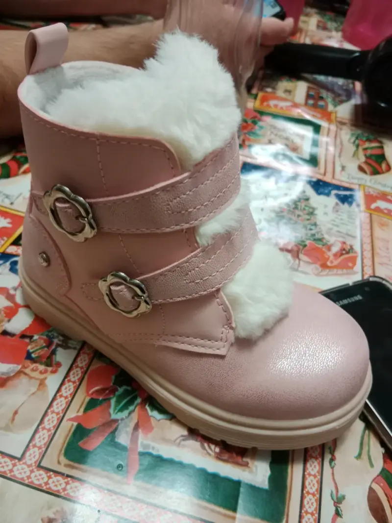 Botas rosas de niño con peluche - 3