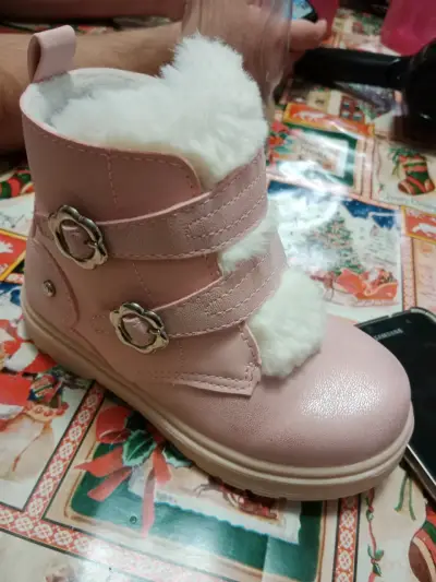 Botas rosas de niño con peluche - miniatura 3