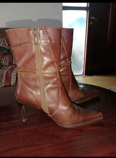 Botines de cuero café mujer - 3