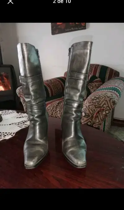 Botines de cuero café mujer - miniatura 4