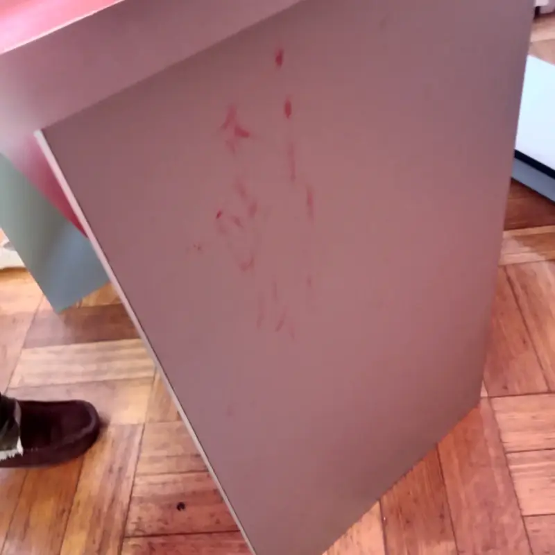 Escritorio rojo con cajonera - 4