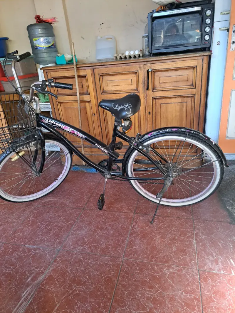 Bicicleta urbana negra con canasto - 1