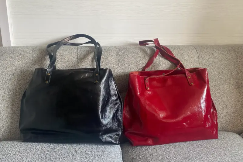 Bolso de cuero negro y rojo - 2