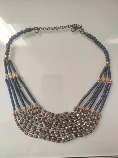 Collar de cuentas azul y bronce - miniatura 1