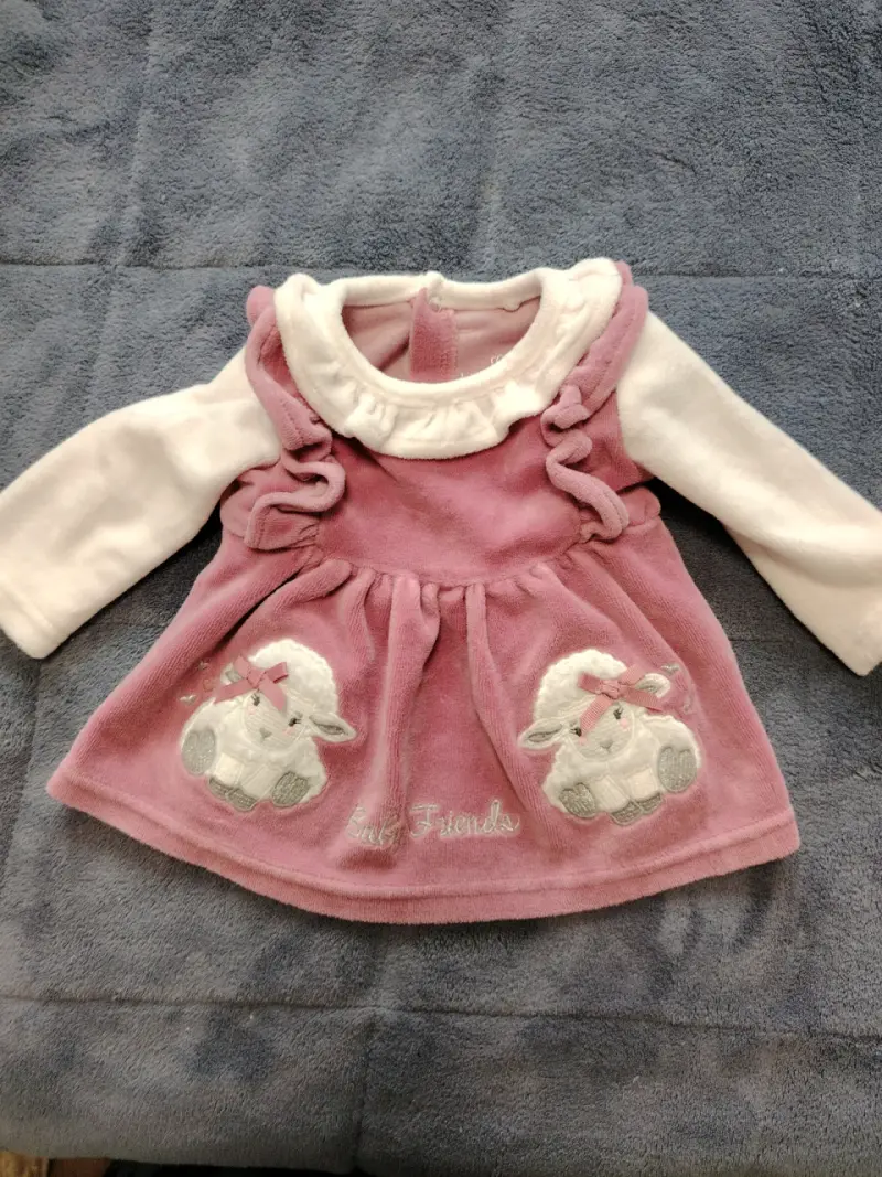 Conjunto bebé rosado con vestido - 5