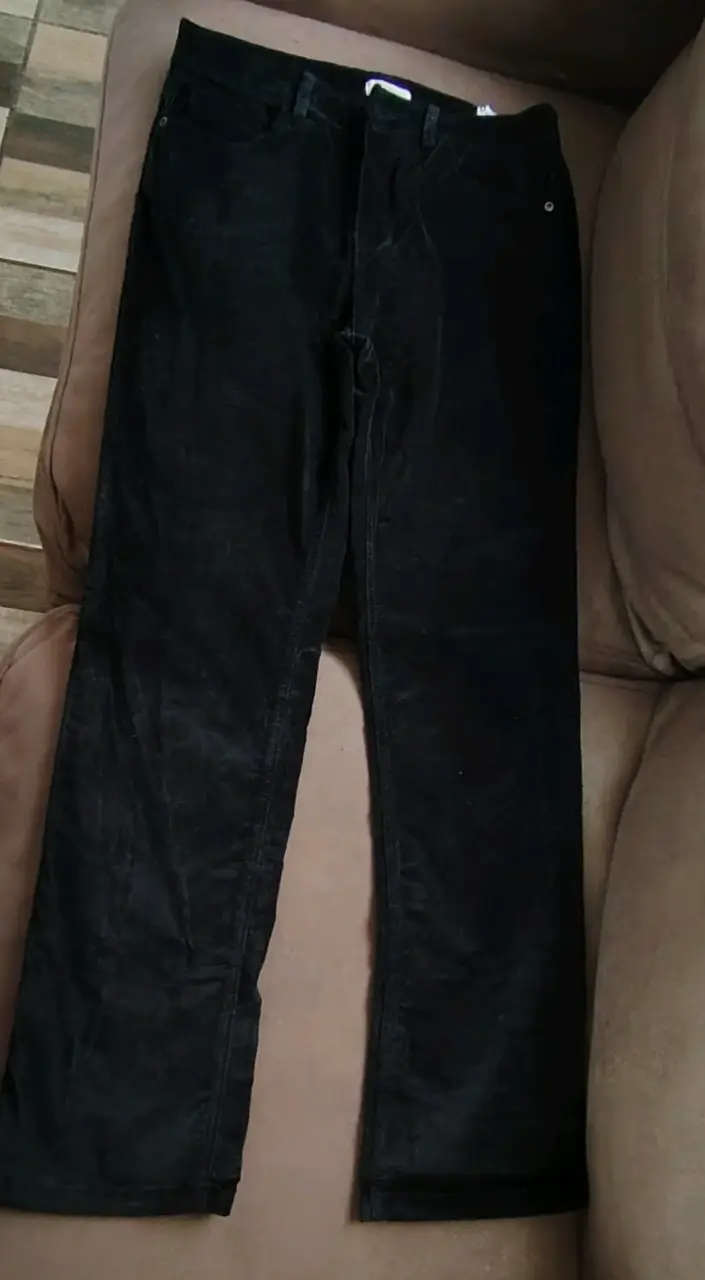 Pantalones negros algodón recto - 2
