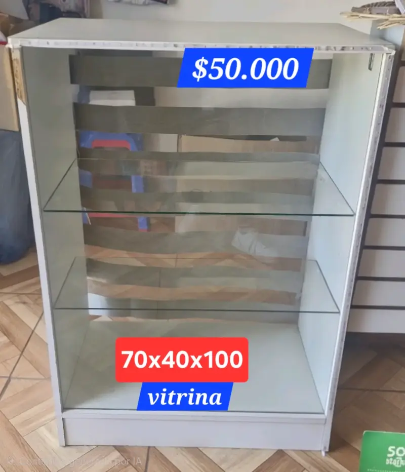 Vitrina de vidrio con estantes