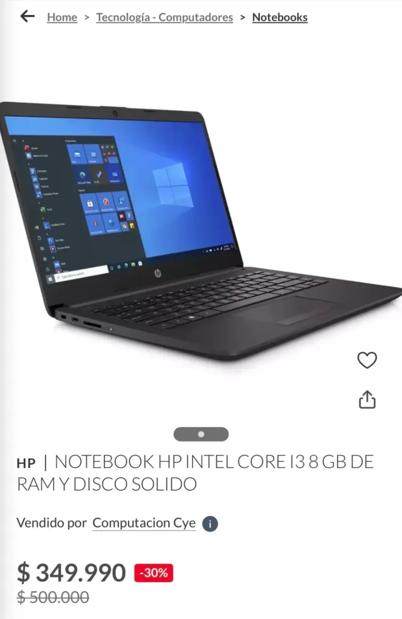 Notebook HP 23 pulgadas - 2