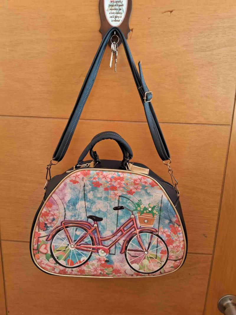 Bolso diseño bicicleta floral