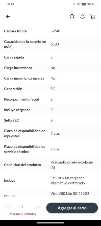 Smartphone Vivo 50 lite 5g - miniatura 3