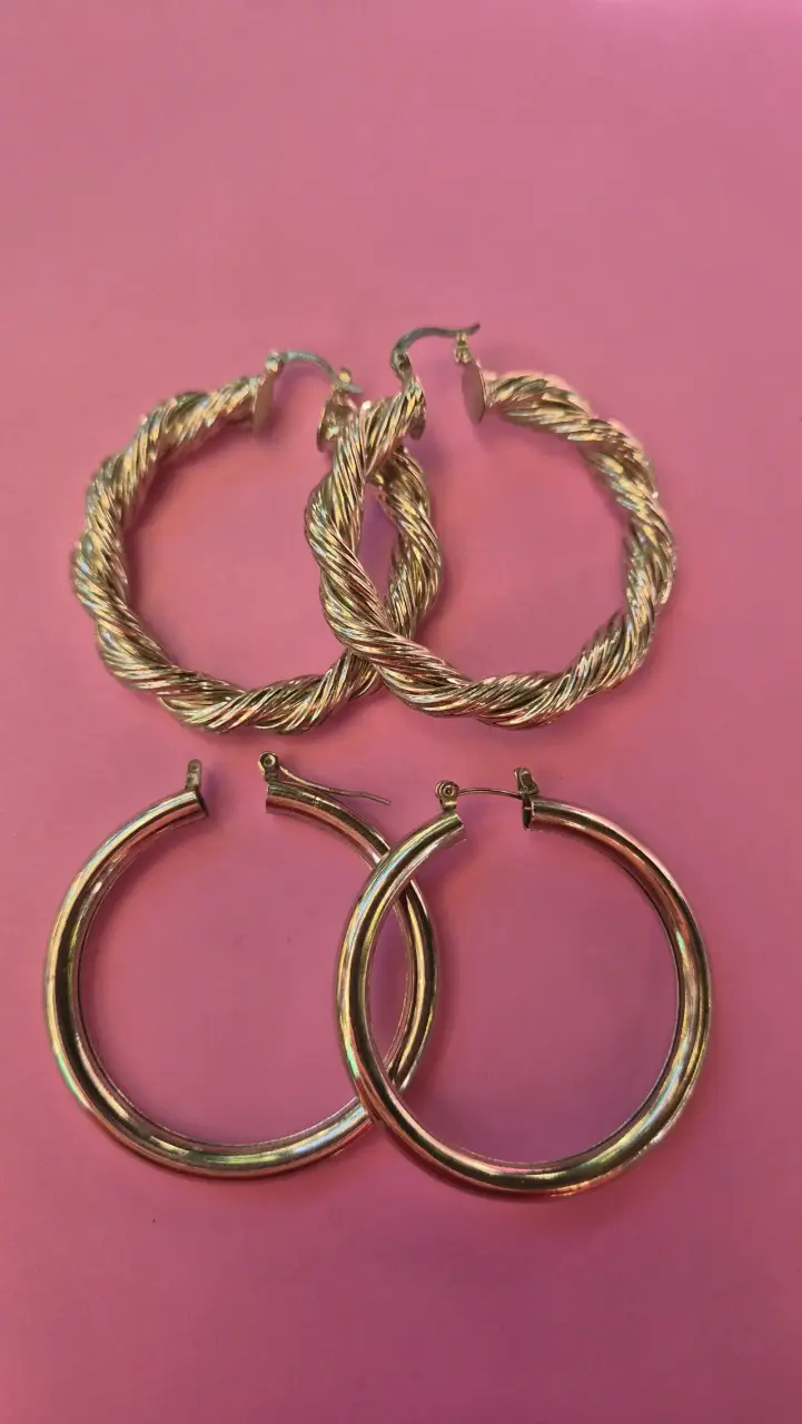 Set de aros plateados gruesos