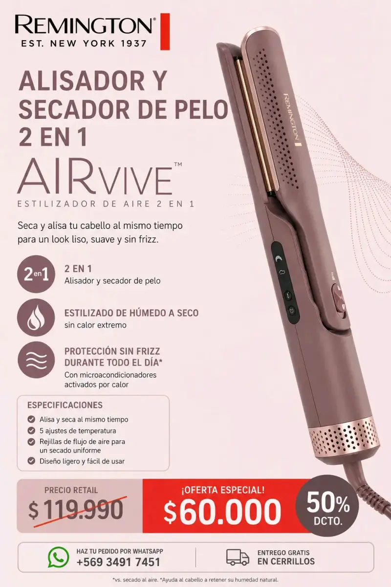 50%off Plancha Remington 2 en 1 AirVive - 2