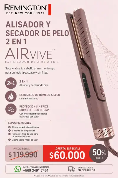 50%off Plancha Remington 2 en 1 AirVive - miniatura 2