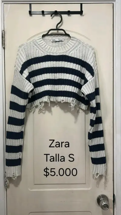 Sweater rayado Zara blanco y negro - miniatura 1