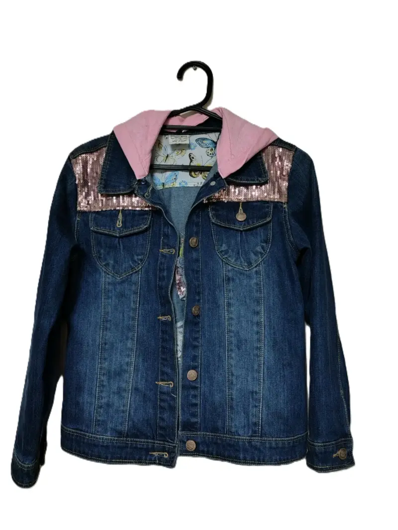 Chaqueta mezclilla niña - con apliques y bordados - 1