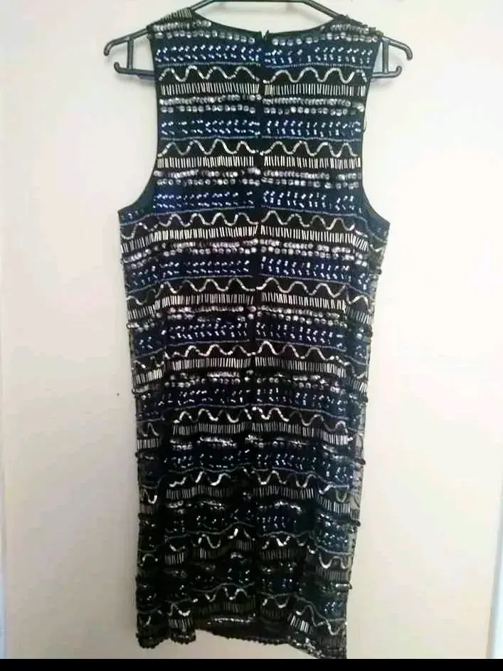 Vestido elegante negro, talla L, marca Mango - 4