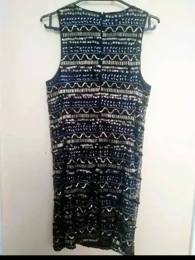 Vestido elegante negro, talla L, marca Mango - miniatura 4