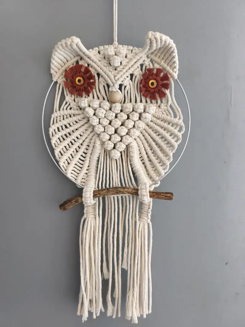 Búho y espejo en macramé - 1