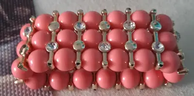 Pulcera Rosa elasticada/ brillos - miniatura 1