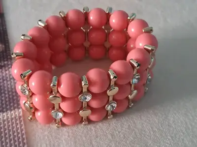 Pulcera Rosa elasticada/ brillos - miniatura 2