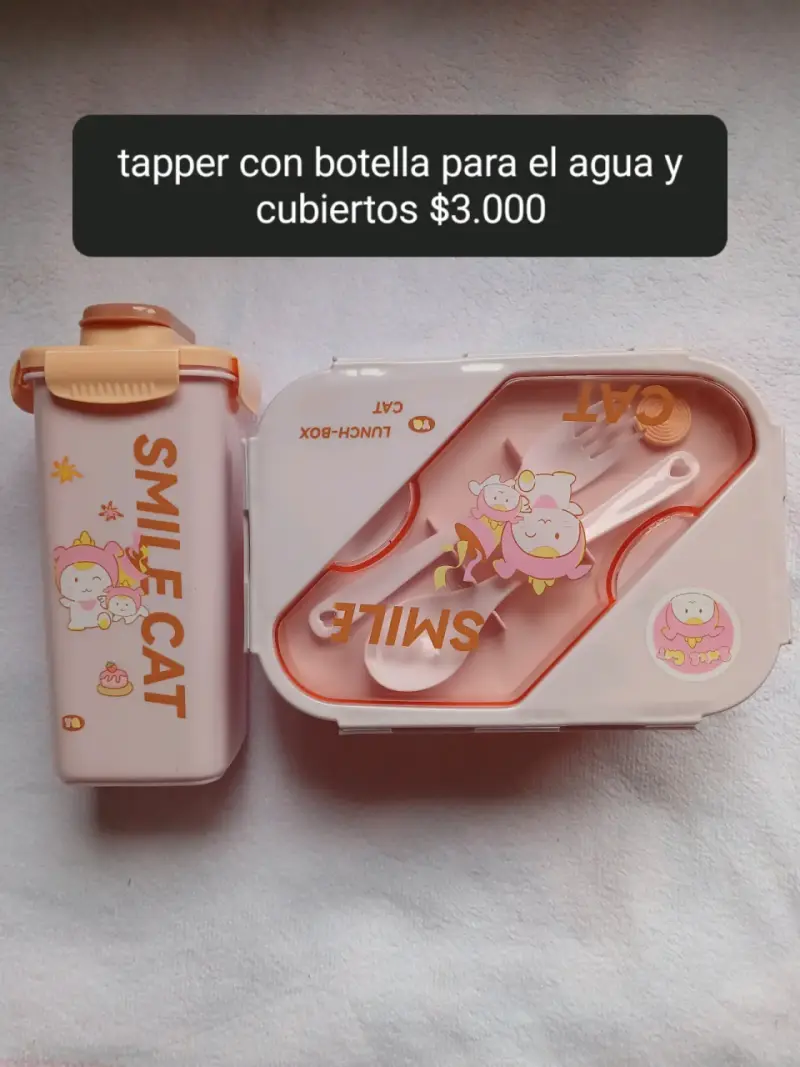 Lonchera con cubiertos y vaso de agua - 4