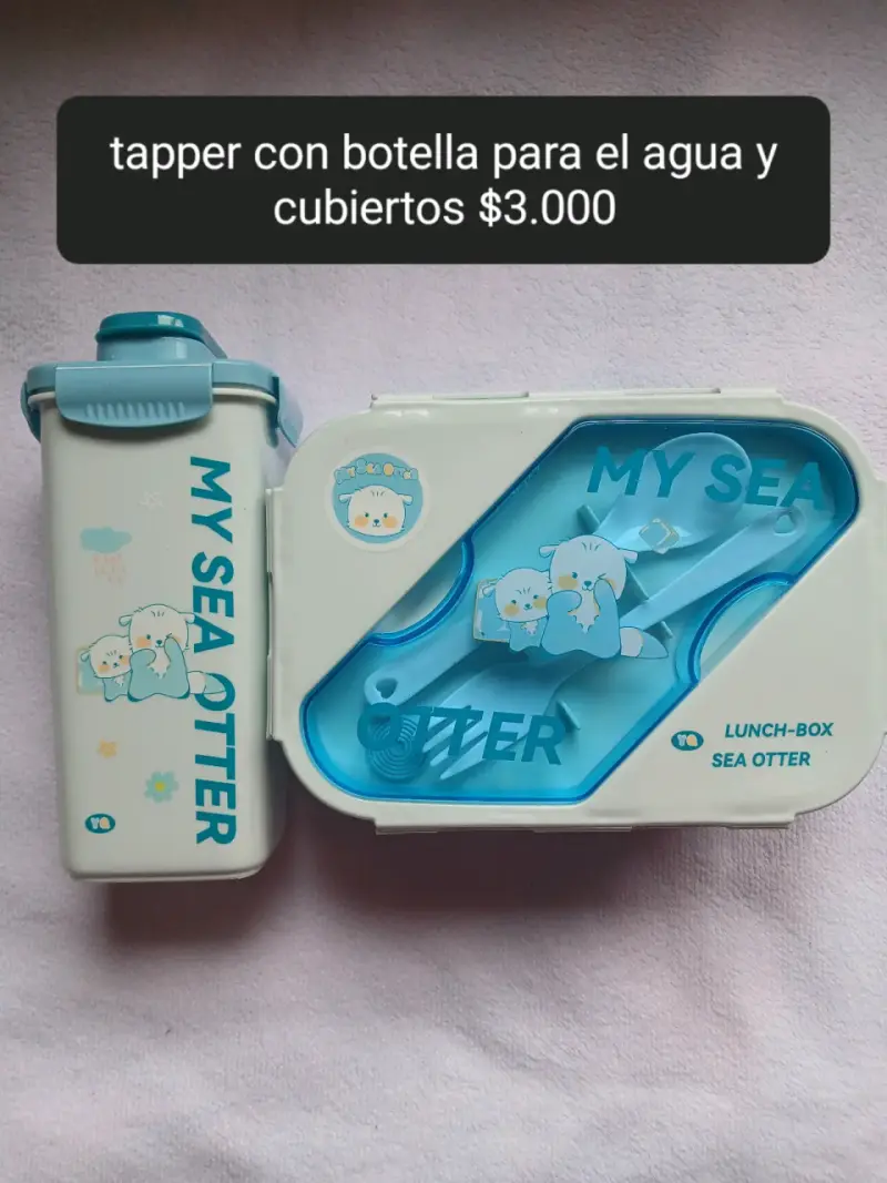 Lonchera con cubiertos y vaso de agua - 6