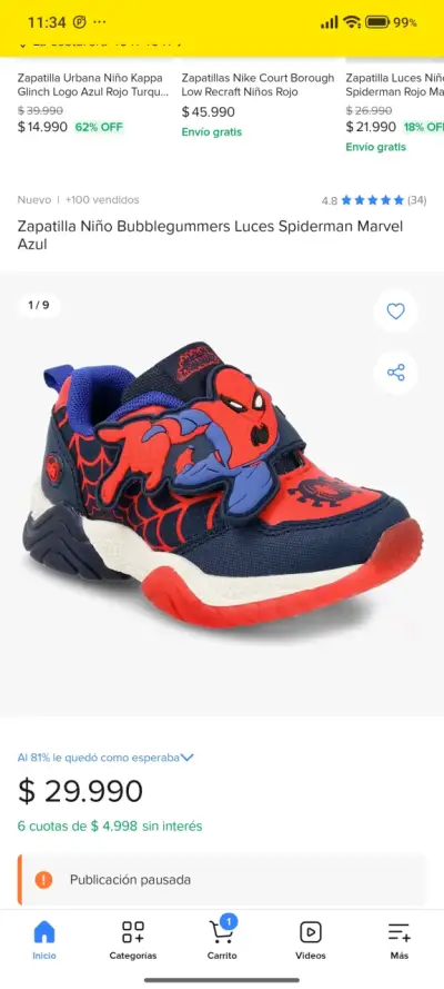 Zapatilla Bubble Gummers Spiderman - miniatura 5