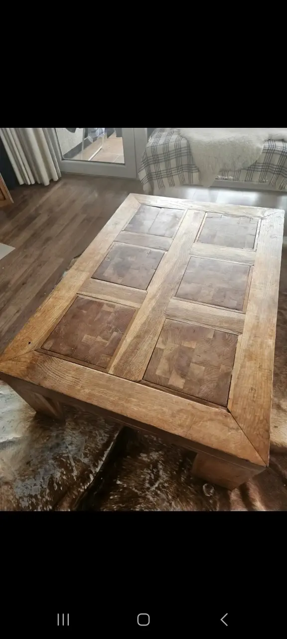 Mesa comedor castaño con 8 sillas y mesa de centro - 5