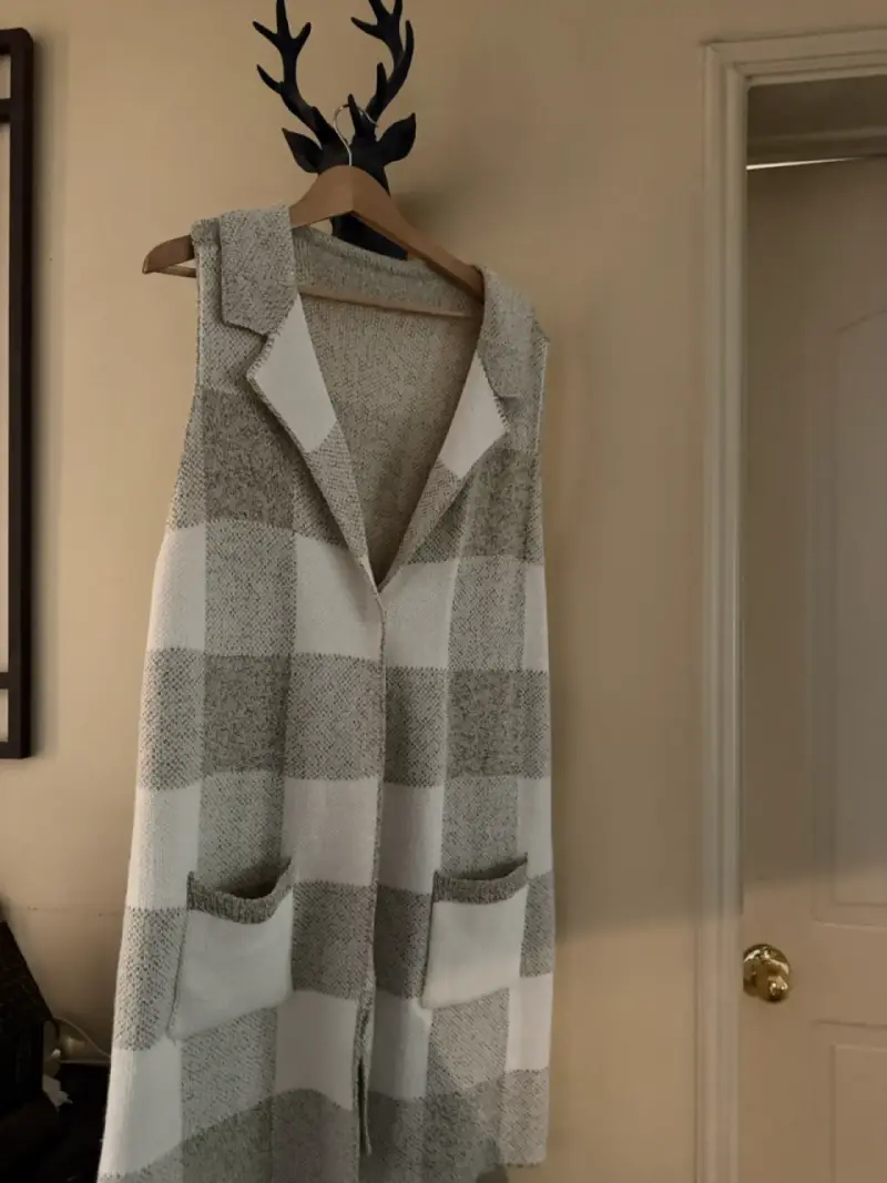 Cardigan sin mangas a cuadros