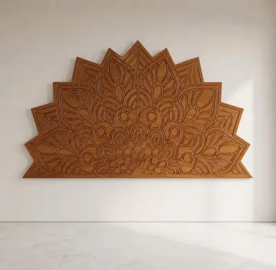 Respaldo de cama 2 plazas mándala tallado - miniatura 1