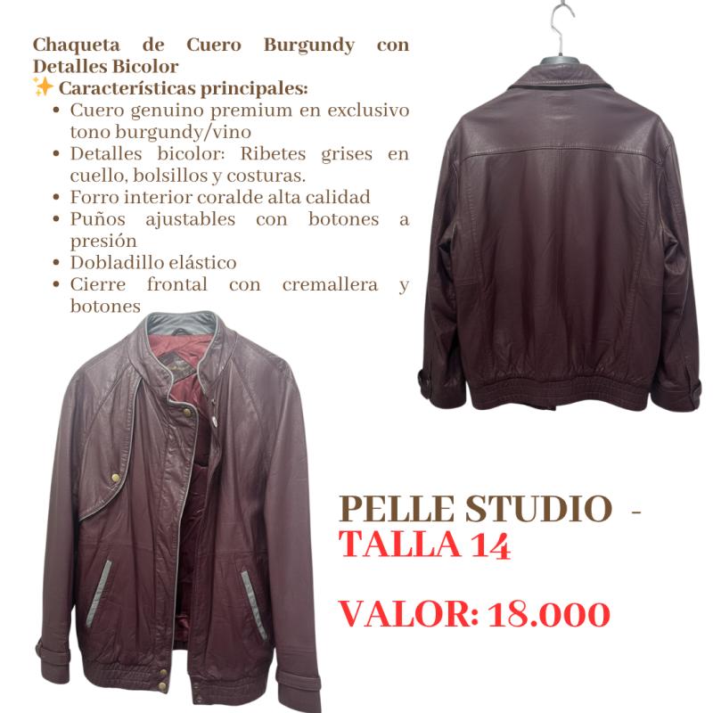 Chaqueta cuero burgundy bicolor