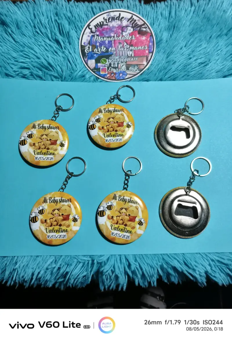 Chapitas destapa botella personalizadas y llavero - 1
