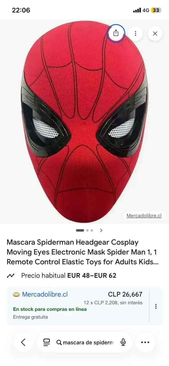 Máscara de Spiderman ojos movibles - 1