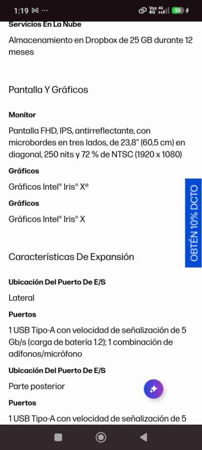 Todo-en-Uno HP 24-cb1027la PC, Windows 11 Home Sin - miniatura 5