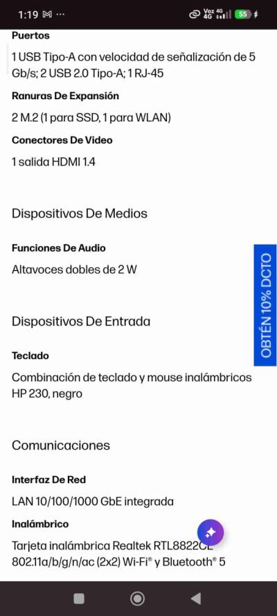 Todo-en-Uno HP 24-cb1027la PC, Windows 11 Home Sin - miniatura 10