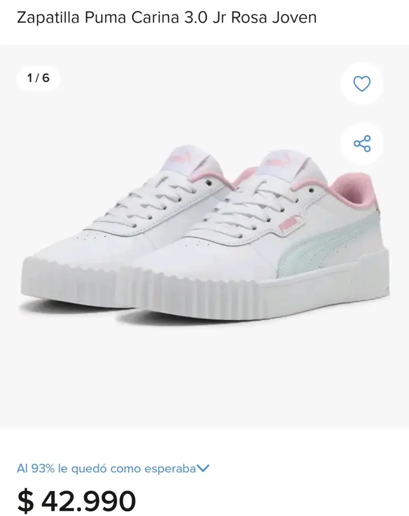 Zapatilla puma carina puma 3.0 Jr rosa - 3