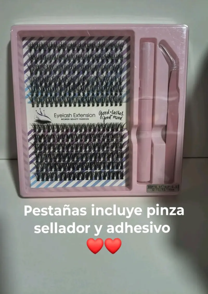 Pestañas incluye pinza sellador y adhesivo