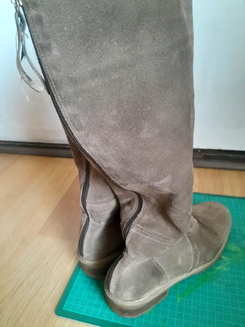 Bota alta gamuza café zara - 2