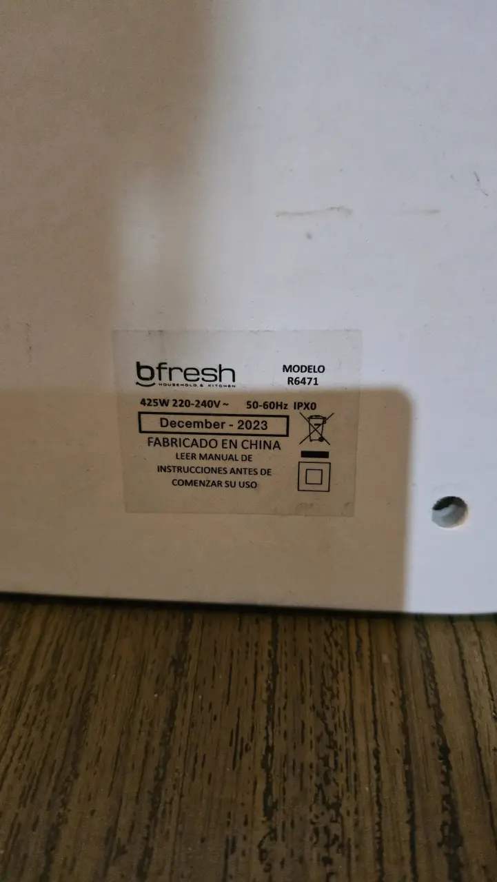 panel calefactor Bfresh modelo R6471 - 2